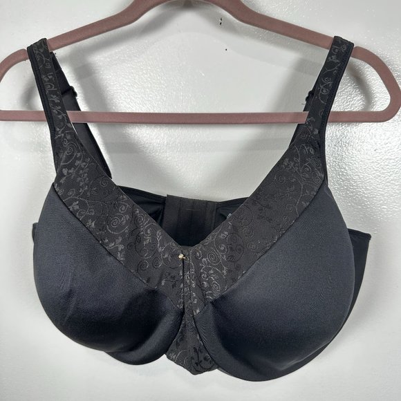 Bali 42DDD Bra Womens Black Underwire Floral Adjustable Straps Back Clasp - Picture 8 of 16
